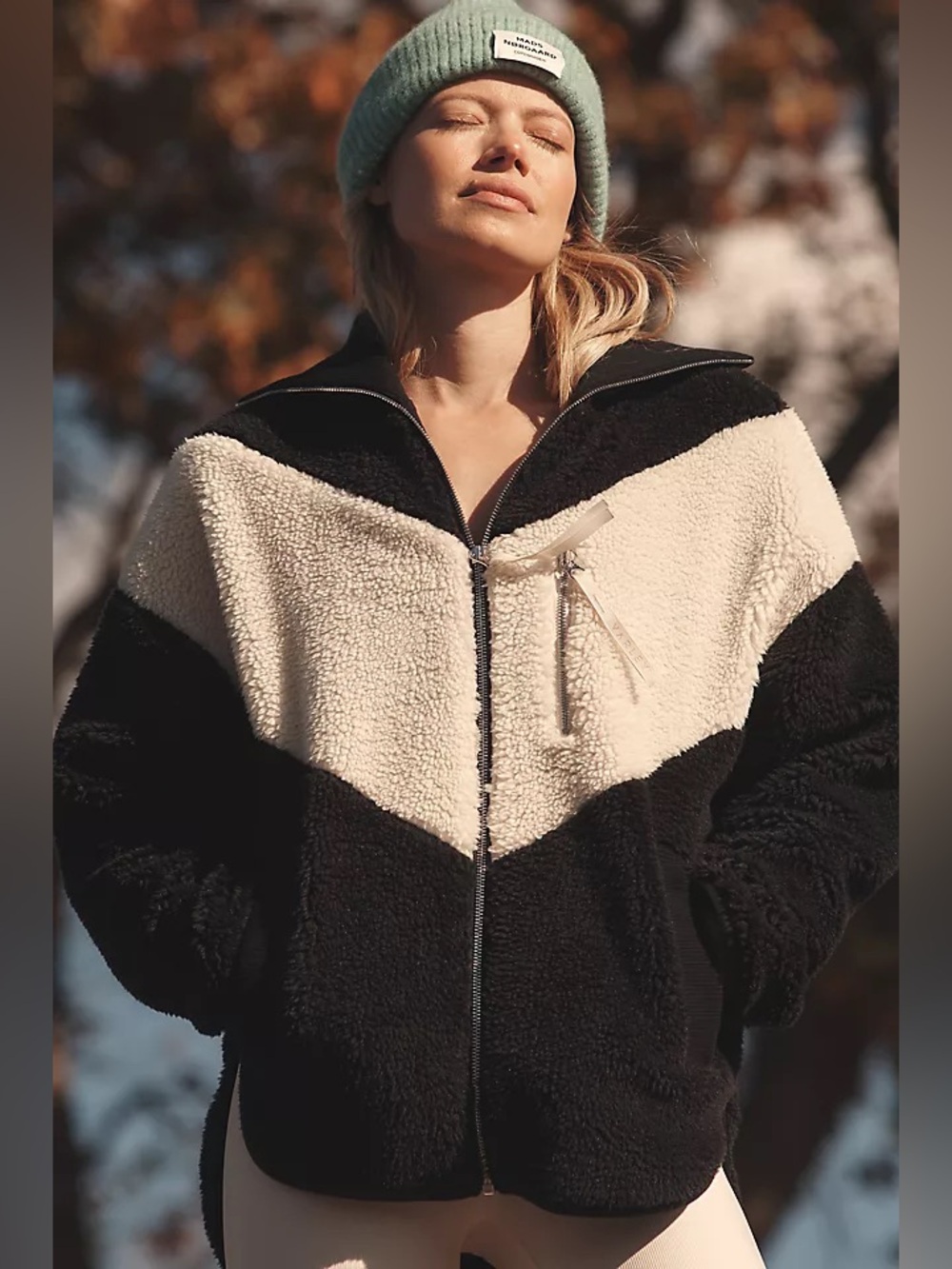 Varley Corson Sherpa Jacket in Black & Sandshell S